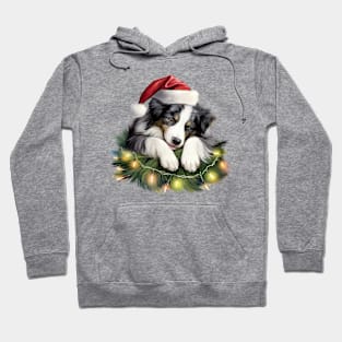 Lazy Border Collie Dog at Christmas Hoodie